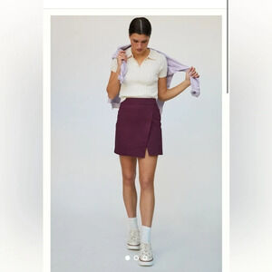 NWT raspberry (purple) Anthropologie Porridge Structured-Mini Skirt size xl
